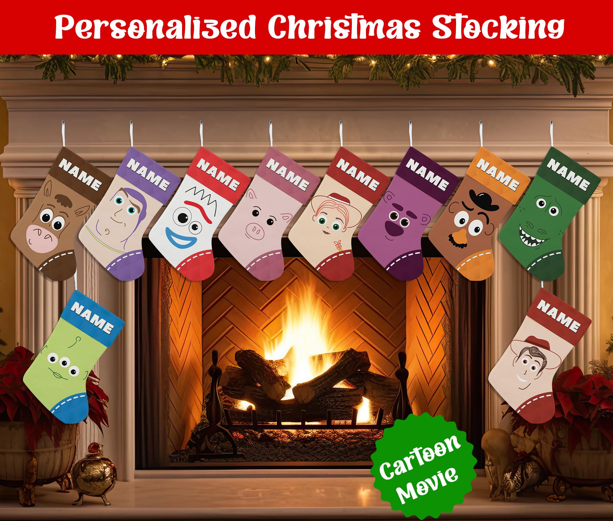 Discover Custom Name Christmas Stockings, Personalized Cartoon Christmas Stocking, Christmas Stocking, Home Decoration, Xmas Stocking, Christmas Gift