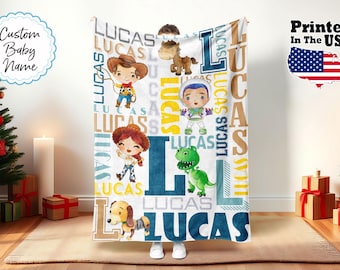 Custom Cartoon Blanket, Cartoon Characters Blanket, Custom Name Blanket, Monogram Blanket, Christmas Gift, Baby Blanket, Birthday Gift