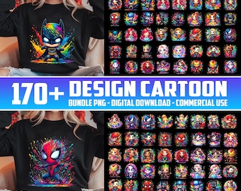 Paquete de más de 170 diseños de personajes de dibujos animados PNG, dibujos animados PNG, imágenes prediseñadas coloridas de dibujos animados, paquete de dibujos animados, descarga digital, uso comercial