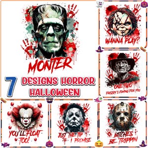 Halloween Vibes Png, Retro Horror Movies Png, Halloween Horror Png, Horror Killers Bundle Png, Horror Characters Clipart, Digital Download