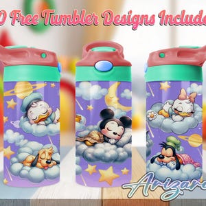 Tazza con beccuccio Sleepy Cartoon da 12 once PNG, Tazza con beccuccio Sweet Dream Cartoon da 12 once PNG, Tazza Flip Top per bambini da 12 once con cartone animato che dorme, uso commerciale