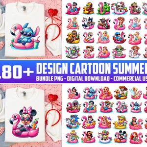 180+ Design Cartoon Summer PNG Bundle, Cartoon PNG, Cartoon Character Clipart, Cartoon Bundle, Digital Download, Commercial Use