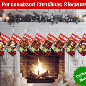 Custom Name Christmas Stockings, Personalized Cartoon Christmas Stocking, Christmas Stocking, Home Decoration, Xmas Stocking, Christmas Gift