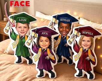 Custom Graduation Pillow, Personalized Face Graduation Pillow, Kindergarten Graduation Gift for Graduate, Graduation Gift for Grandchildren