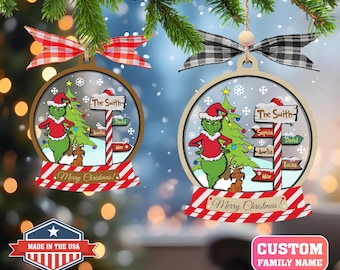 Personalized Family Christmas Ornament 2025, Custom Family Name Christmas Ornament, Mean Guy Christmas Ornament, Green Monster Ornament Gift