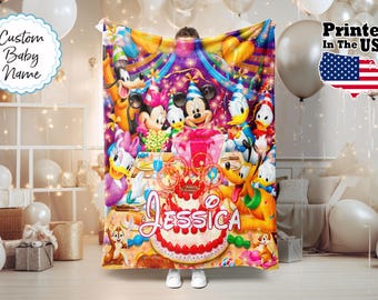 Manta personalizada de ratón con dibujos animados, manta con nombre personalizado, manta con monograma, regalos para amantes de los ratones, manta para bebé, regalos de cumpleaños