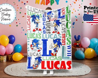 Custom Video Game Blanket, Cartoon Blanket, Personalized Cartoon Blanket, Baby Blanket, Birthday Gift, Custom Name Blanket, Monogram Blanket