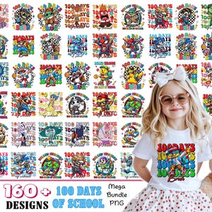 160+ Happy 100 Days Of School Png Bundle, Cartoon School Png, 100 Days Brighter, Back To School Png Bundle, School Shirt, Commercial Use