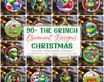 90+ Dateien Cartoon Weihnachtsverzierung Bundle PNG, runde Weihnachtsverzierung Png, trendige grüne Monster Weihnachtsverzierung Png, digitaler Download