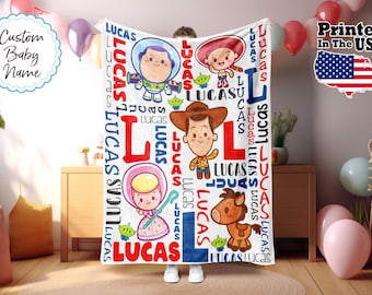 Custom Cartoon Blanket, Cartoon Characters Blanket, Custom Name Blanket, Monogram Blanket, Christmas Gift, Baby Blanket, Birthday Gift