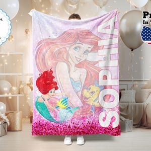 Couverture princesse dessin animé personnalisée, couverture dessin animé, couverture avec nom personnalisé, couverture monogramme, cadeau princesse, couverture pour bébé, cadeau d'anniversaire