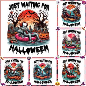 6 Files Just Waiting For Halloween Bundle Png, Horror Movies and Characters, Horror Killers Clipart, Halloween Horror Png, Digital Download