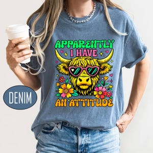 Apparently I Have An Attitude Png, Sarcastic Western Cow Png, Funny Highland Cow Png, Sassy Sayings Png, Cow Lovers Gift, Floral Cow Png
