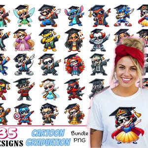 35 Design Abschluss Cartoon PNG Bundle, Klasse von 2025 PNG, Senior 2025 Bundle, Abschlussgeschenk, Cartoon Shirt, kommerzielle Nutzung