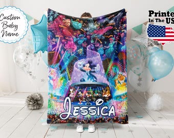 Couverture de dessin animé personnalisée avec souris, Couverture de dessin animé, Couverture avec nom personnalisé, Couverture à monogramme, Cadeaux pour amoureux des souris, Couverture pour bébé, Cadeaux d'anniversaire