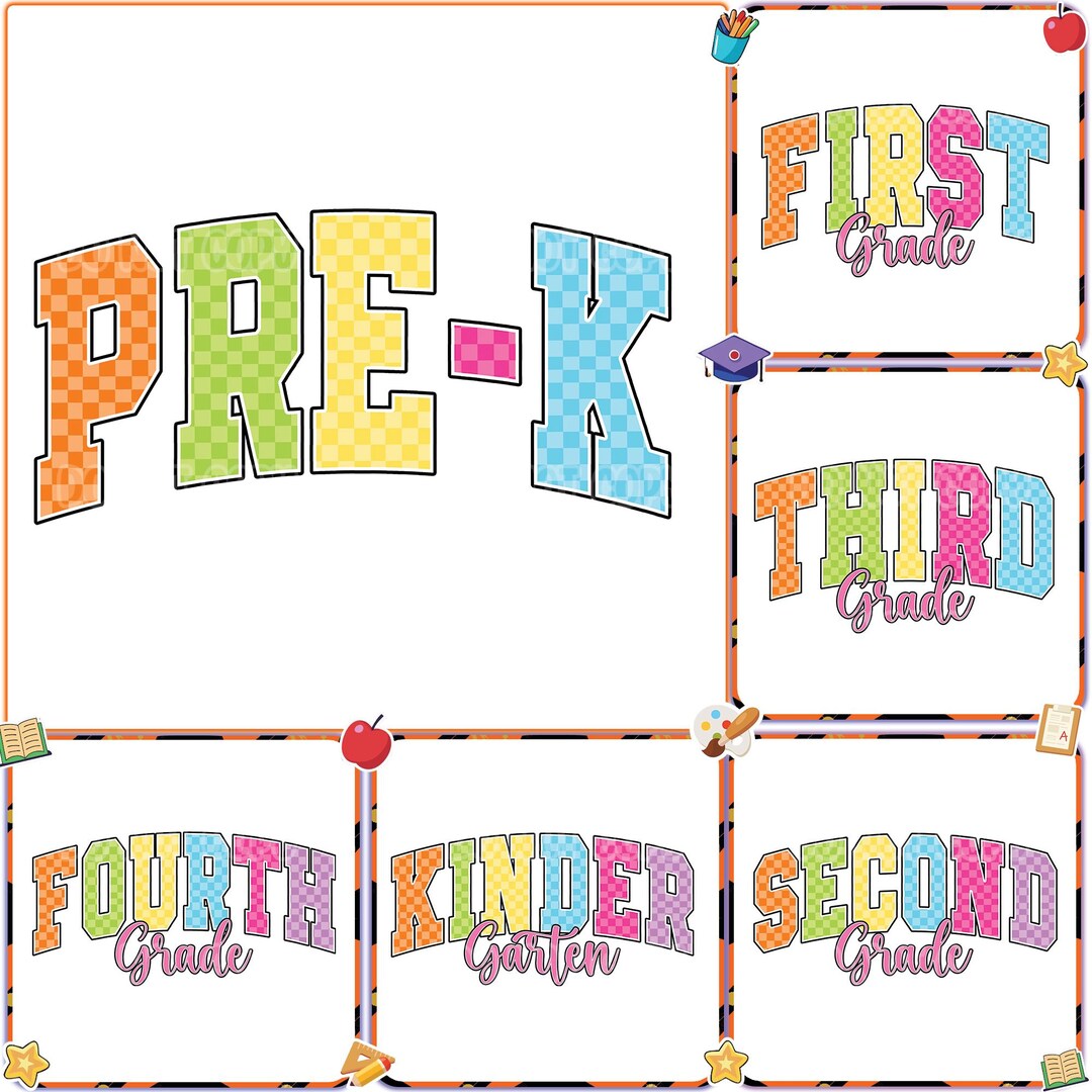 Checkered Back to School Bundle PNG, Teacher Png, First Day of School ...