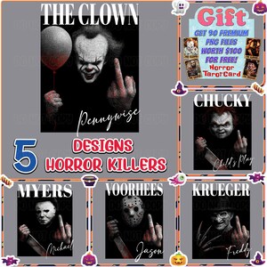 Horror Characters Clipart, Retro Horror Movies Png, Halloween Horror Png, Horror Killers Bundle Png, Halloween Vibes Png, Digital Download
