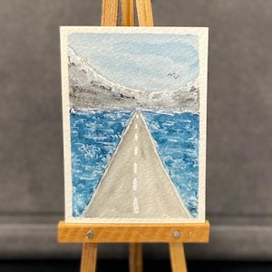 Cool Driving Watercolor Painting Original Art Small Artwork Miniature Painting or Artist ACEO Trading Card 2.5x3.5 in