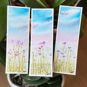 Floral Inspired Hand Painted Watercolor Bookmarks 2” x 6” inches each Set of 3