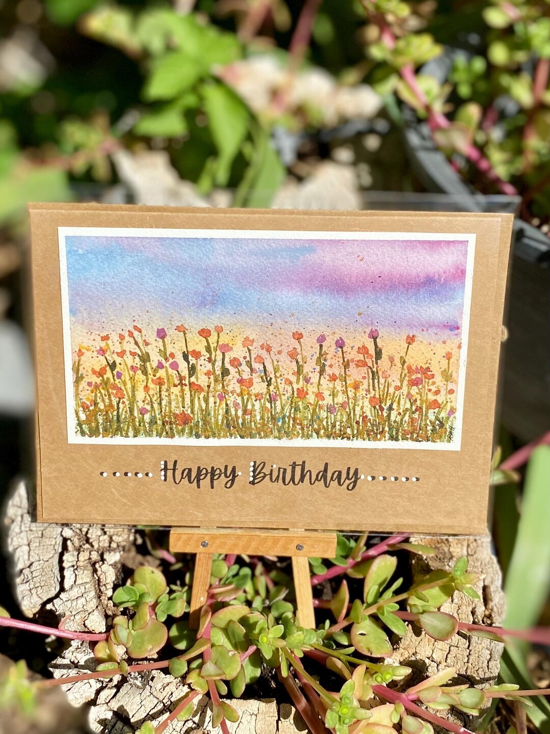 Happy Birthday Card: Hand Painted Watercolor Flowers - Personalization ...