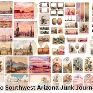 Boho Southwest Arizona Junk Journal Kit | Desert Heat Ephemera | Vintage Cactus & Cowboy Boots Pages | Digital Scrapbooking Paper