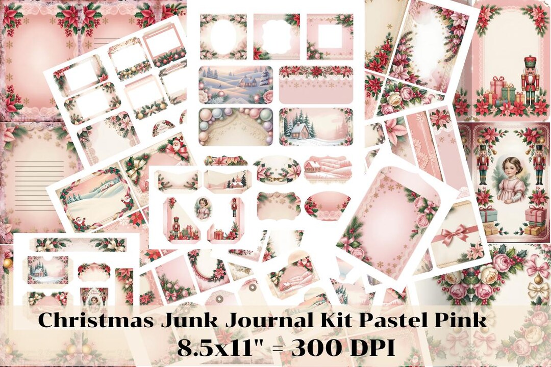 Vintage Christmas Junk Journal Kit: Printable Ephemera & Scrapbook ...