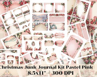 Vintage Christmas Junk Journal Kit: Printable Ephemera & Scrapbook Paper (PDF Download)