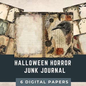 Journal d&#39;Halloween Horreur indésirable, kit de journal indésirable 8,5 x 11 po | Papier numérique Halloween