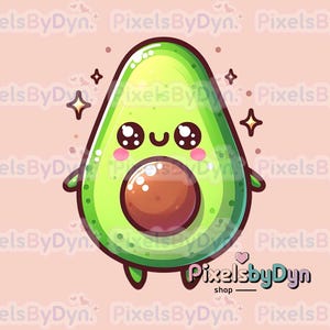 Kawaii PNG, Kawaii Sticker, Kawaii Avocado, Kawaii PNG SVG, Avocado Sticker,  Png sticker, Kawaii Desig, Png Sticker, Sublimation Design