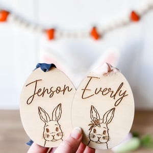 Easter Basket Tag, Bunny Easter Basket Name Tag, Personalized Wood Name Tag, Kids Easter Bunny Tag, Bunny Tag, Easter Rabbit Custom Tag