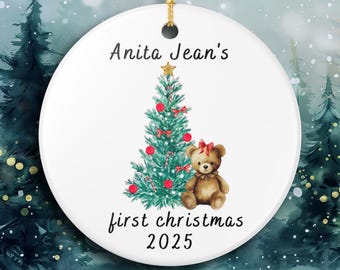 Adorno navideño personalizado para la primera Navidad, adorno navideño con el nombre del bebé, adorno de recuerdo personalizado para niña o niño (2025)