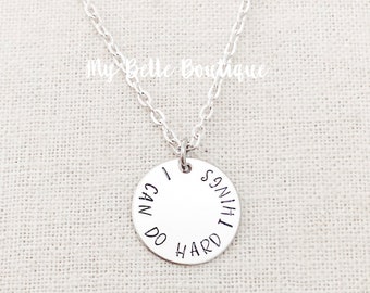 I Can Do Hard Things - Personalized Hand Stamped Necklace