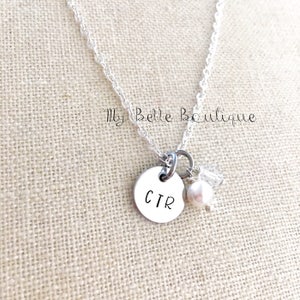 CTR  Choose the Right Inspirational Necklace - Personalized Hand Stamped Baptism Gift LDS