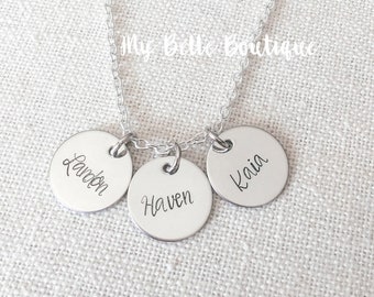 Hand Stamped Three Disc Necklace