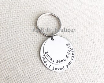 Personalized Hand Stamped Double Round Disc  / Key Chain