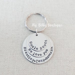 Personalized Hand Stamped Double Round Disc Keychain