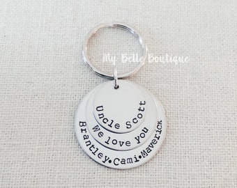 Personalized Hand Stamped Double Round Disc Keychain