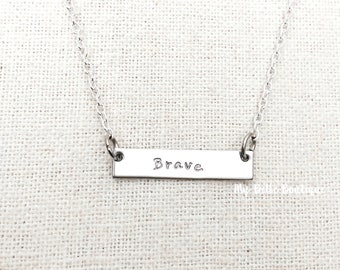 Personalized Hand Stamped Name Bar Necklace Custom Mommy Memorial Love Wedding