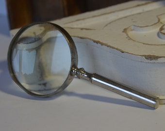 Vintage Magnifying Glass - Handheld Magnifier - Retro Library Accessory - Hello Nancy Drew