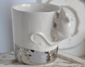 Crackle-Finish Mouse Mug - Novelty Mouse Mug - Silver-Bottom Mug - Office Mug