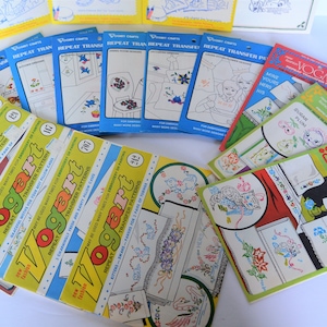 Vintage Embroidery Patterns - Embroidery Transfer Collection - Retro Embroidery Supplies