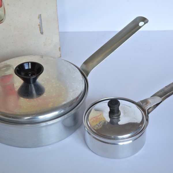 Retro Campfire Cookery - Vintage Poaching Pan Set - Aluminum Camping Equipment - Retro Scouting - Fire Pit Cookery