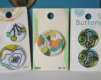 Retro Button Collection - Various Brands - Fabric Sensations. La Mode - Hippie Style Button Cards