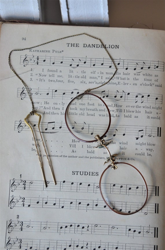 Antique Pince-Nez Glasses - 1910s Eyeglasses with… - image 1