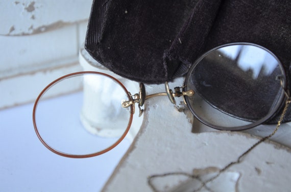 Antique Pince-Nez Glasses - 1910s Eyeglasses with… - image 3