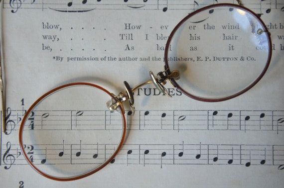 Antique Pince-Nez Glasses - 1910s Eyeglasses with… - image 4