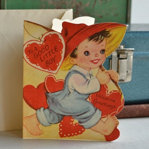 Pair of Mid-Century Valentines Cowboy Valentine Fishing Boy Valentine image 4