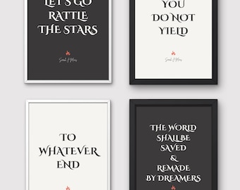 4 affiches d'art mural imprimables SJM Book Quote Le trône de verre (variété de 2 couleurs chacune) | Sarah J Maas | Produits à imprimer Trône de verre