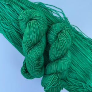 Emerald | Hand-Dyed DK Weight Yarn | 75/25 Superwash Merino Nylon | Vibrant Green Tonal Yarn for Knitting & Crochet | Bear House Knits