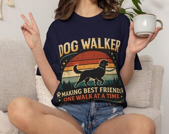 Retro Dog Walker Shirt, Vintage Dog Silhouette Tee, Pet Sitter Gift